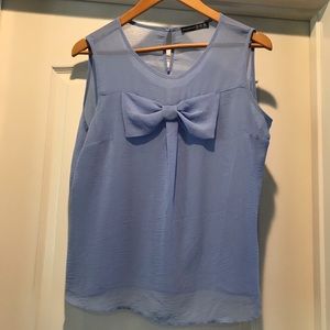 Adorable Sheer Bow Blouse Top